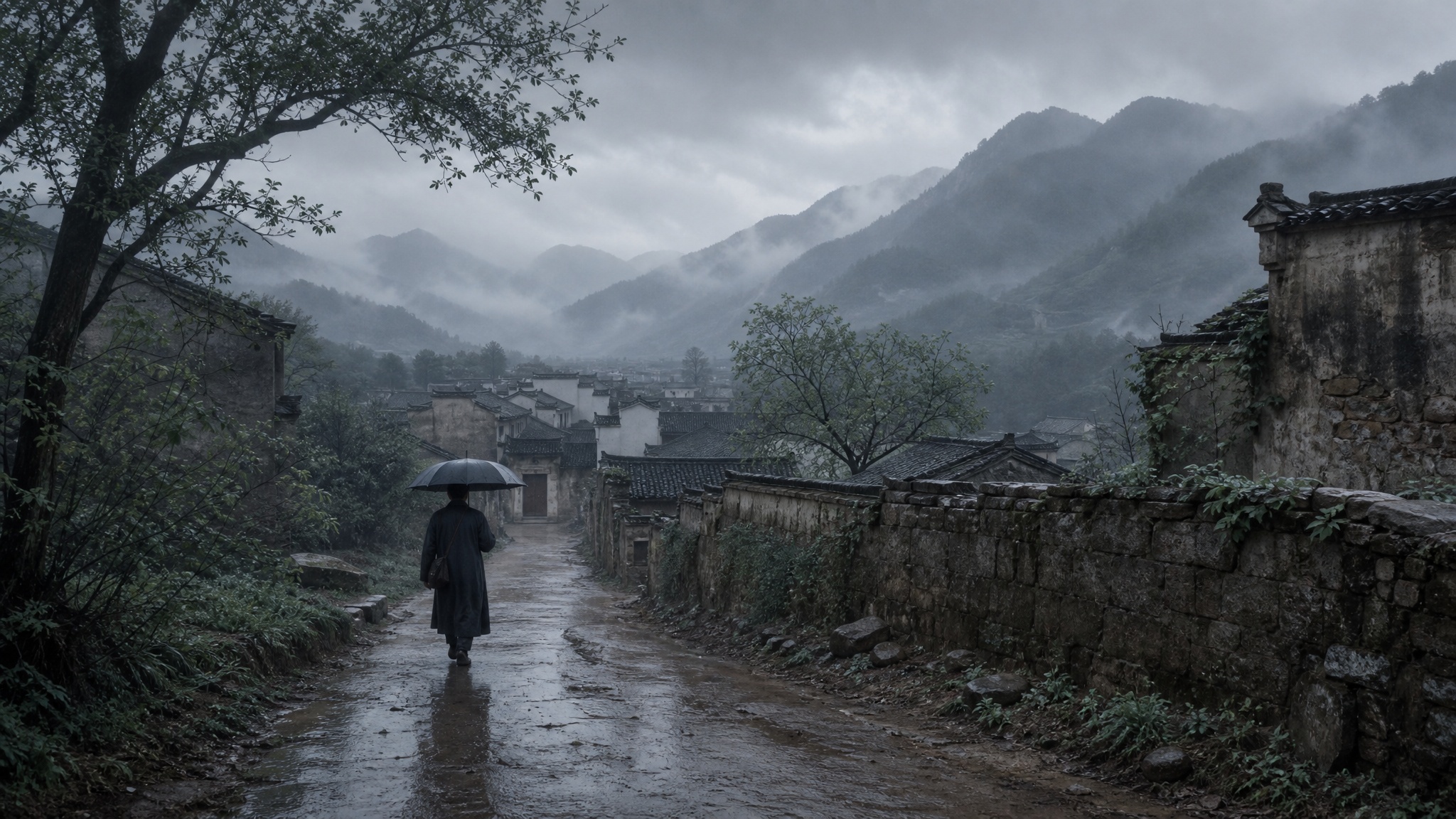 雨中山村的电影色调参考画面